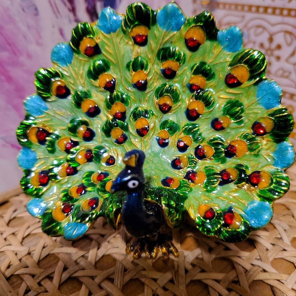 Beautiful peacock jewelry trinket box